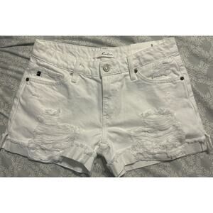 Kancan White Denim Midrise Distressed Shorts Women Small 3” Inseam NWT